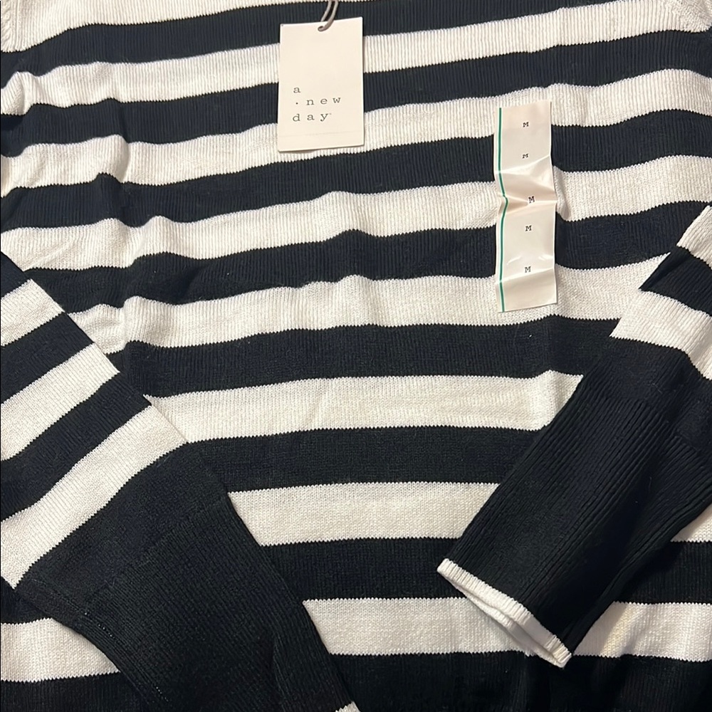 A New Day Black and White Striped Sweater